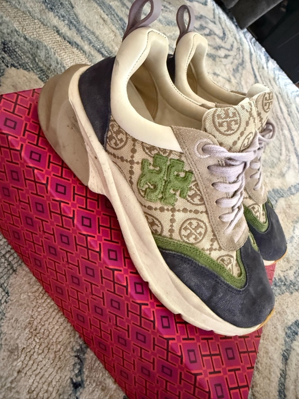 Tory Burch Hazel T Monogram Good Luck Trainer Sneakers